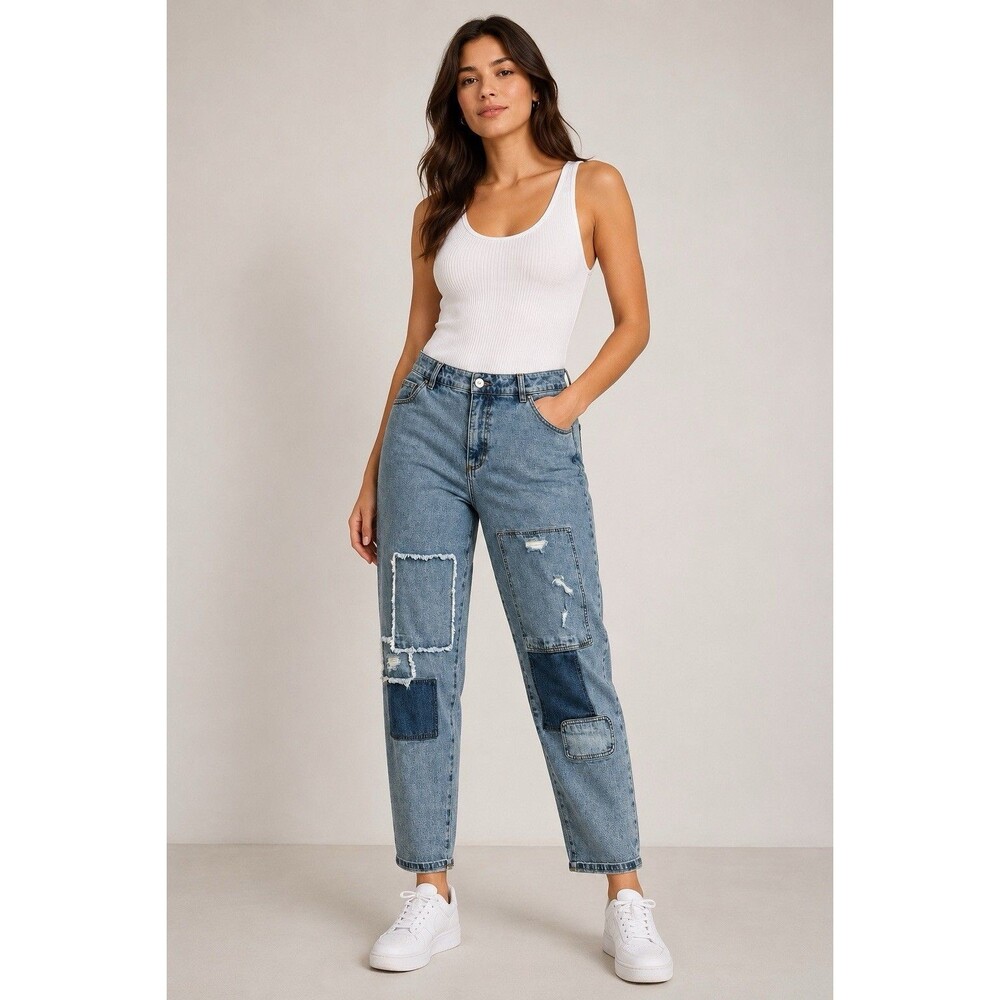 INC Denim Macys Distressed Patchwork Boyfriend Jeans‎ Women’s 14